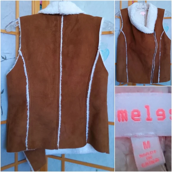 Faux leather fur lined Zip-up vest Jacket by Nameless size Medium (NWOTS) - Picture 5 of 10